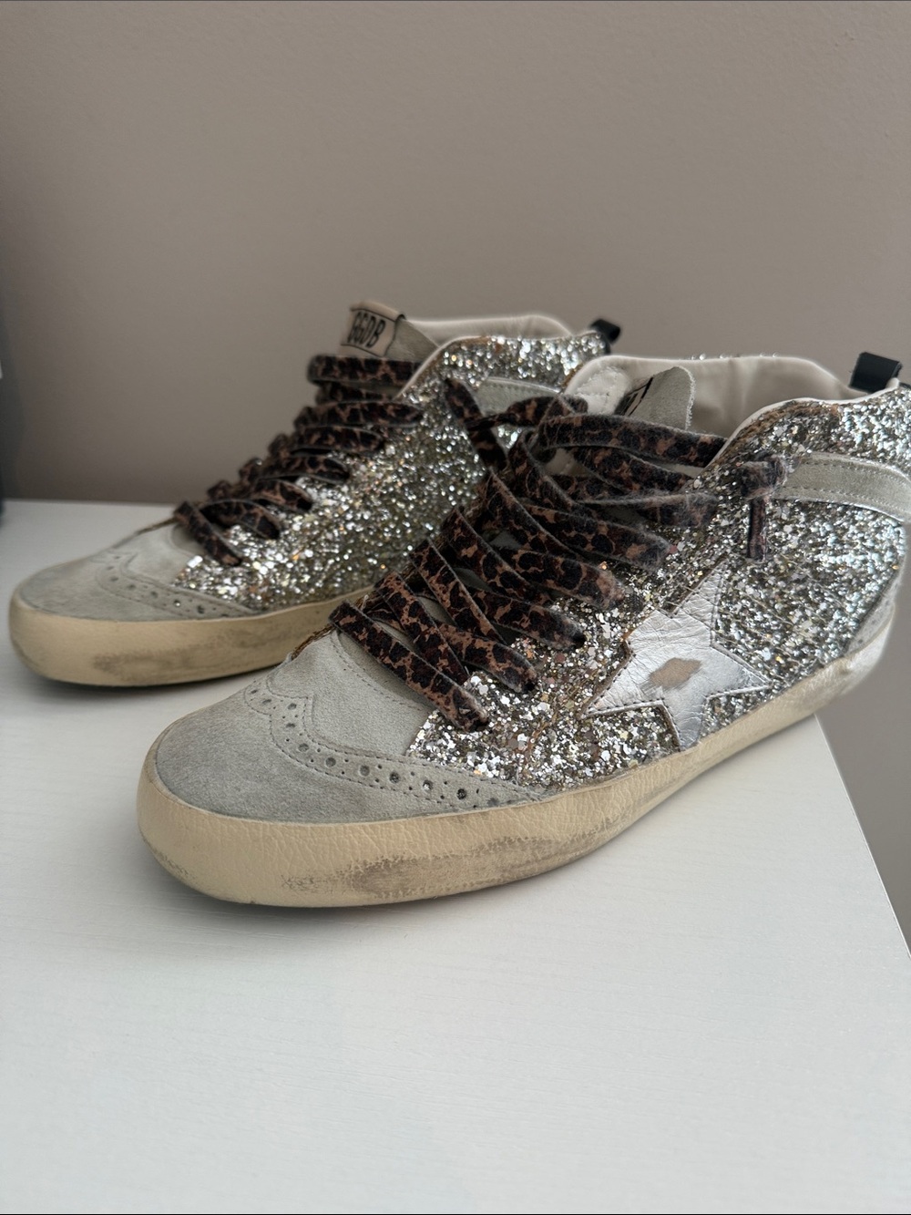 Golden Goose Mid Star Classic Double Wave Sneakers - Platinum Grey Silver Black - Picture 6 of 11